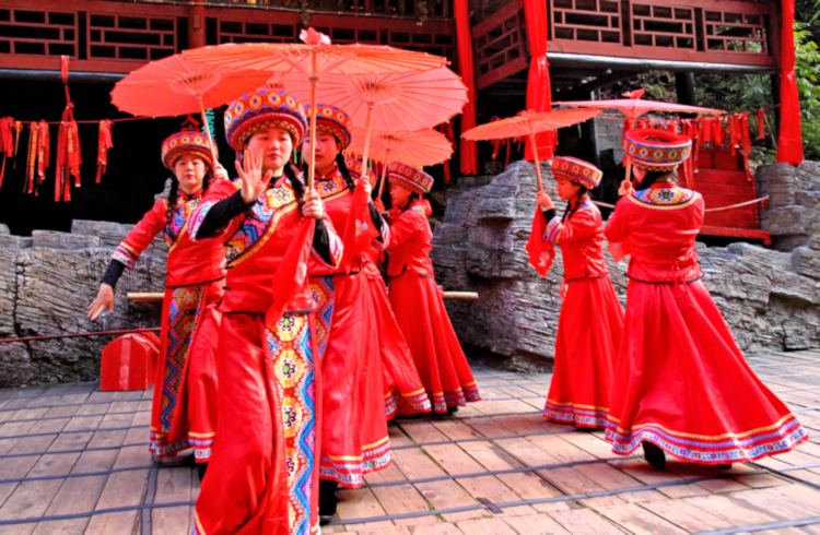 Demonstration of wedding celebration by Ba culture