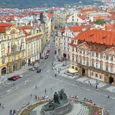 Czech Republic - Prague - Old Town Square with Jan Hus memorial sculpture