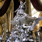 Solid silver statue commemorating 14th century John of Nepomuk - in St Vitus Cathedral, Prague Castle, Czech Republic