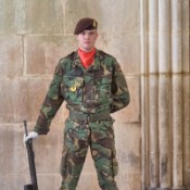 Inside Batalha Monastery - guard at the memorial to the Unknown Soldier