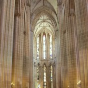 The interior of the Batalha Monastery is reminiscent of the 11th century Canterbury Cathedral in England
