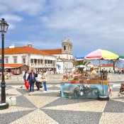 The square of Sitio on the cliff top, site of the earliest settlements of the present town of Nazaré, central coast of Portugal.