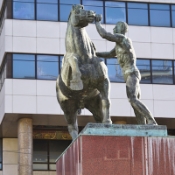 There are two equestrian statues in front of one of the BCP Millenium banks (opposite the Restaurant Palmeira) in Porto