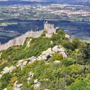 The remains of the 8th century Moorish castle can be seen further down the hill from the Pena Palace