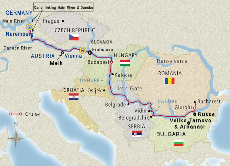 Danube Cruise Map